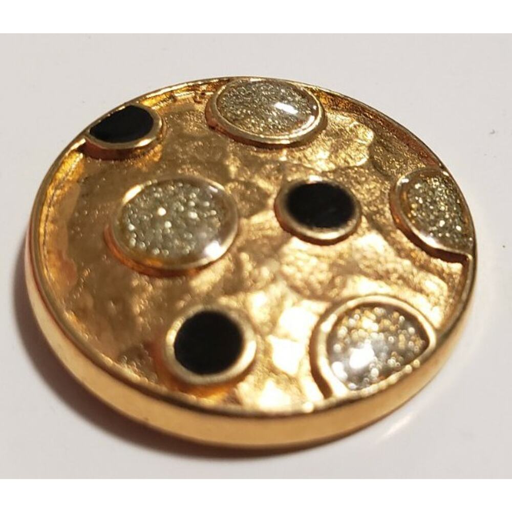 NOS New Vintage Buttons on Card 6 Gold Round 3/4" JHB Made in Italy Metal